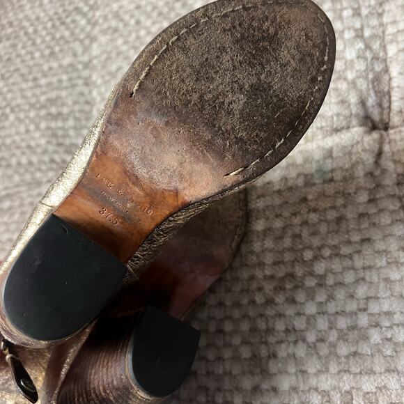 Rag & Bone Newberry Gold Distressed Chunky Heel Ankle Boots 7.5 - Picture 12 of 13